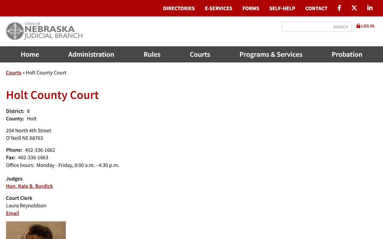 Holt County court records after arrest county court contact page